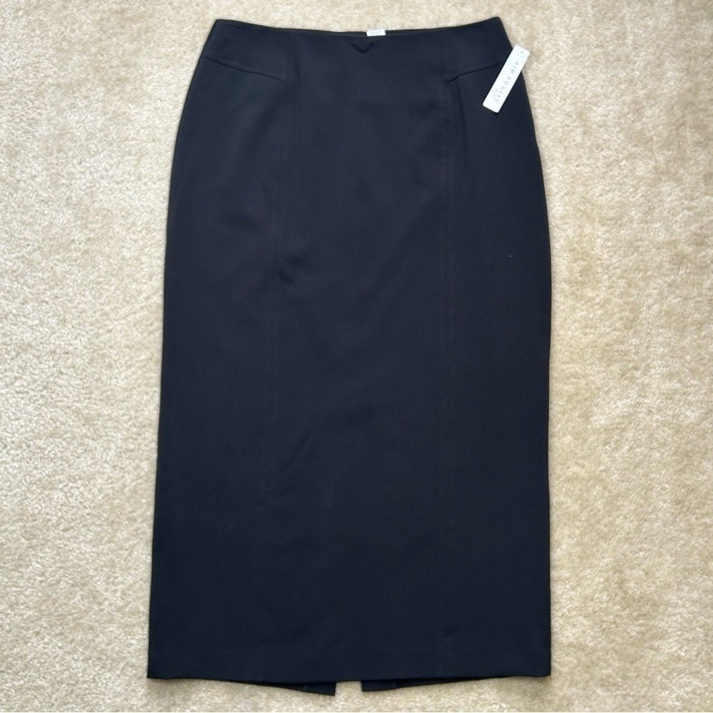 Kim Rogers Signature Black Maxi Skirt Side Zip Back Slit Stretch Size 12 New
